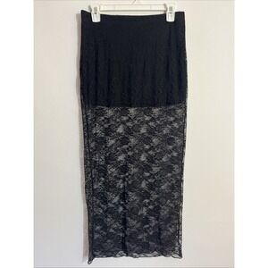 Divided S Black Lace Skirt Mini With Sheer Floral Lace Overlay Maxi Witchy Goth